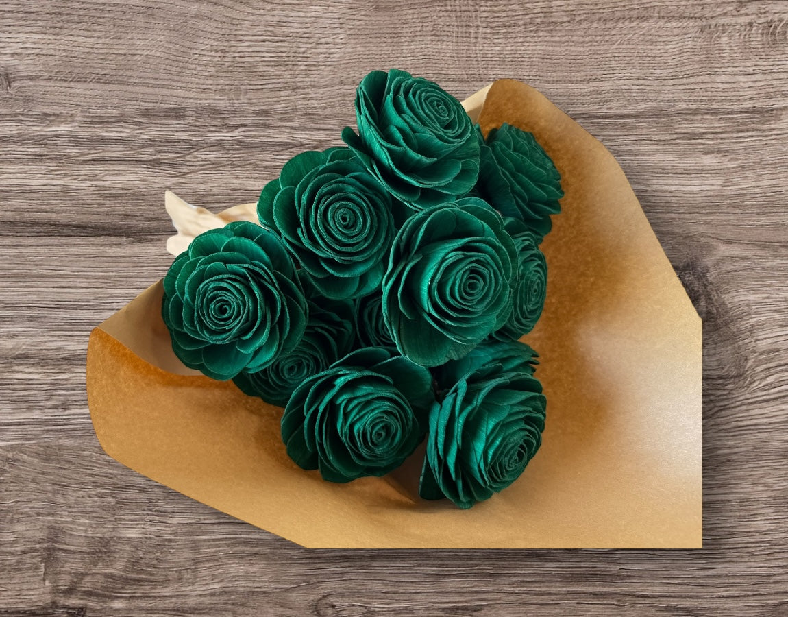 Stemmed Wood Flowers - New Beauty Forest Green - Luv Sola Flowers