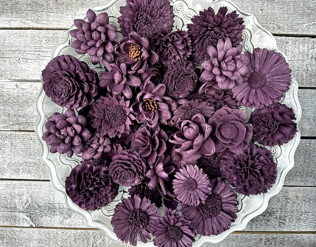 Sola Wood Flowers - Eggplant Dyed Flowers - Luv Sola Flowers