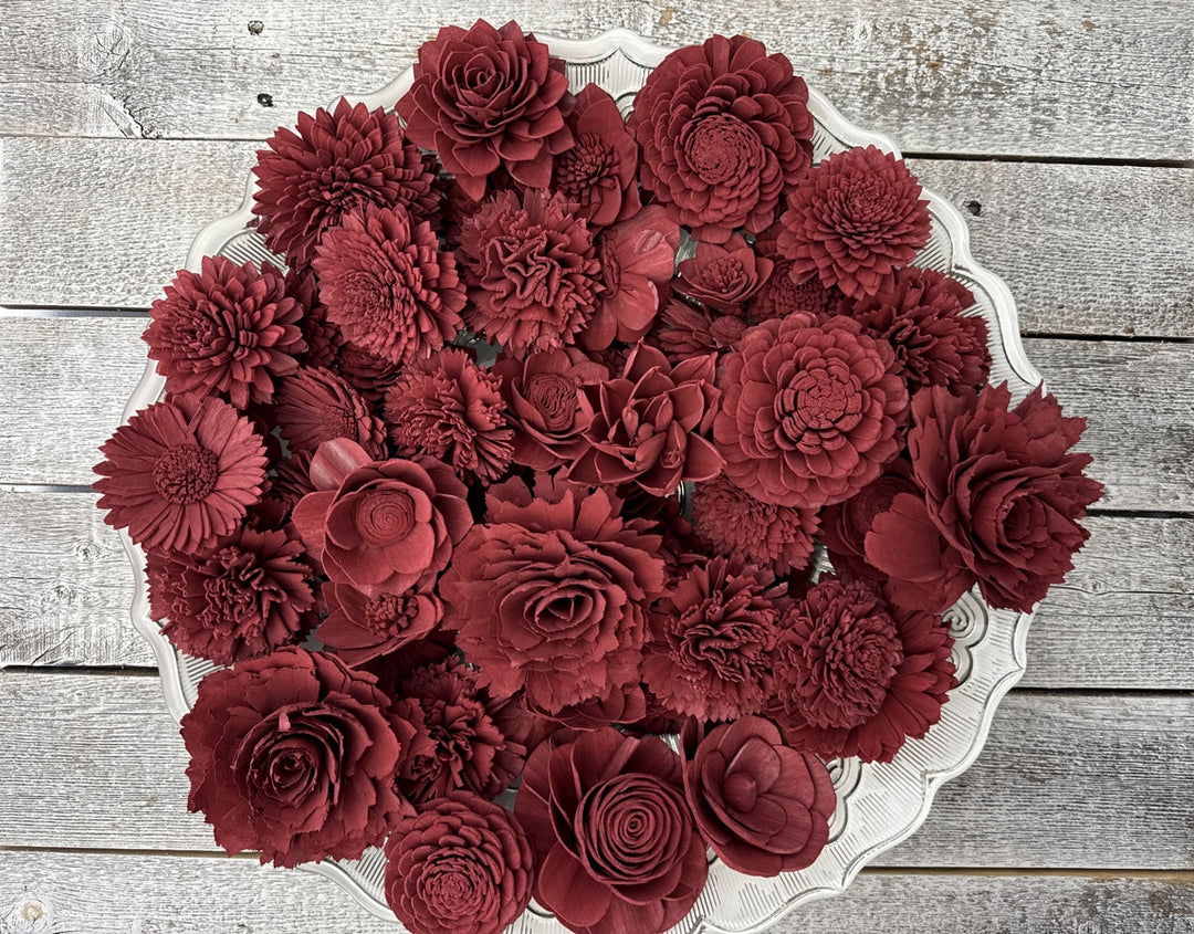 Sola Wood Flowers - Burgundy Dyed Flowers - Luv Sola Flowers