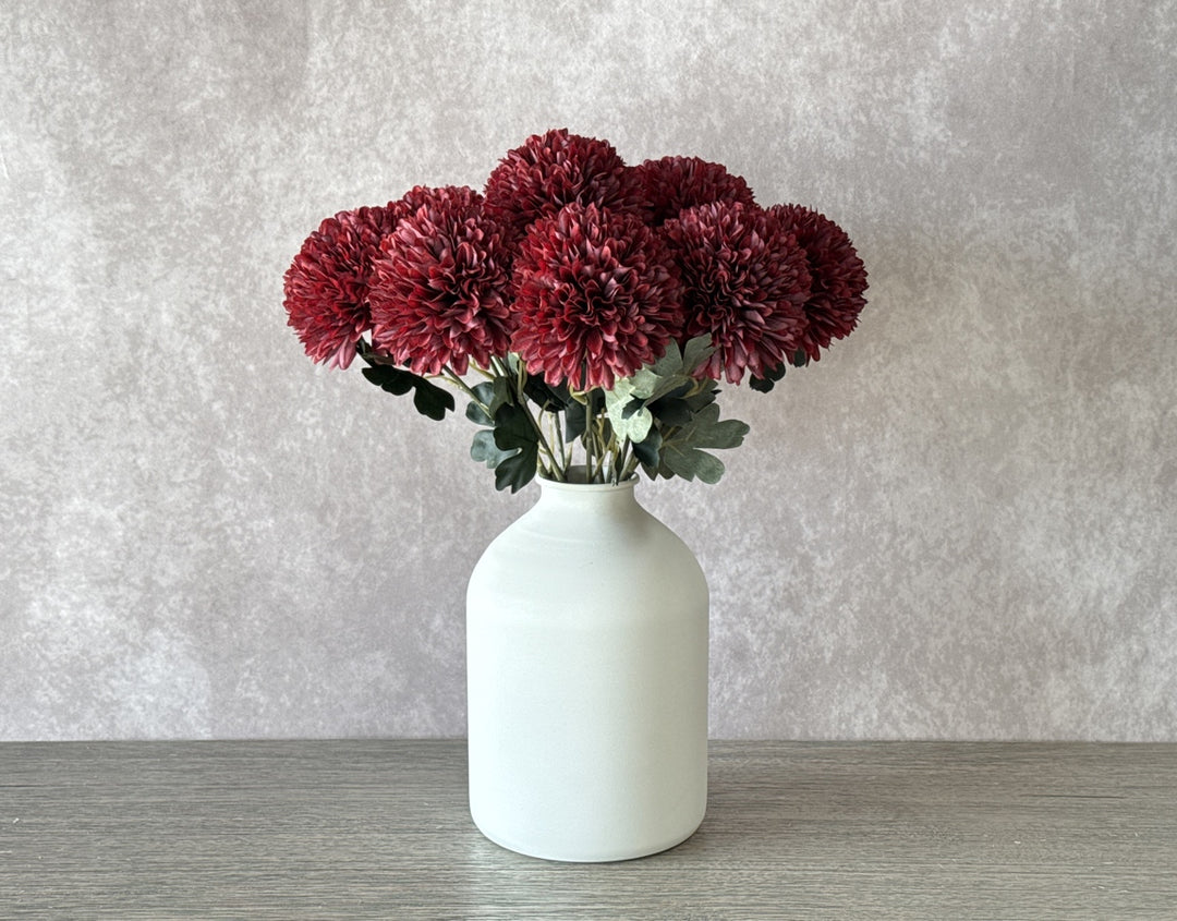 Large Faux Kiku Flower - Burgundy - Luv Sola Flowers