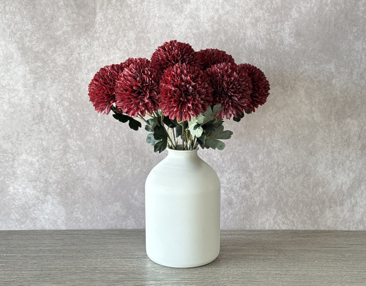 Large Faux Kiku Flower - Burgundy - Luv Sola Flowers