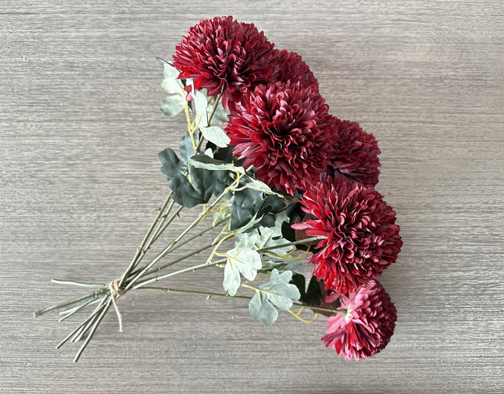 Large Faux Kiku Flower - Burgundy - Luv Sola Flowers