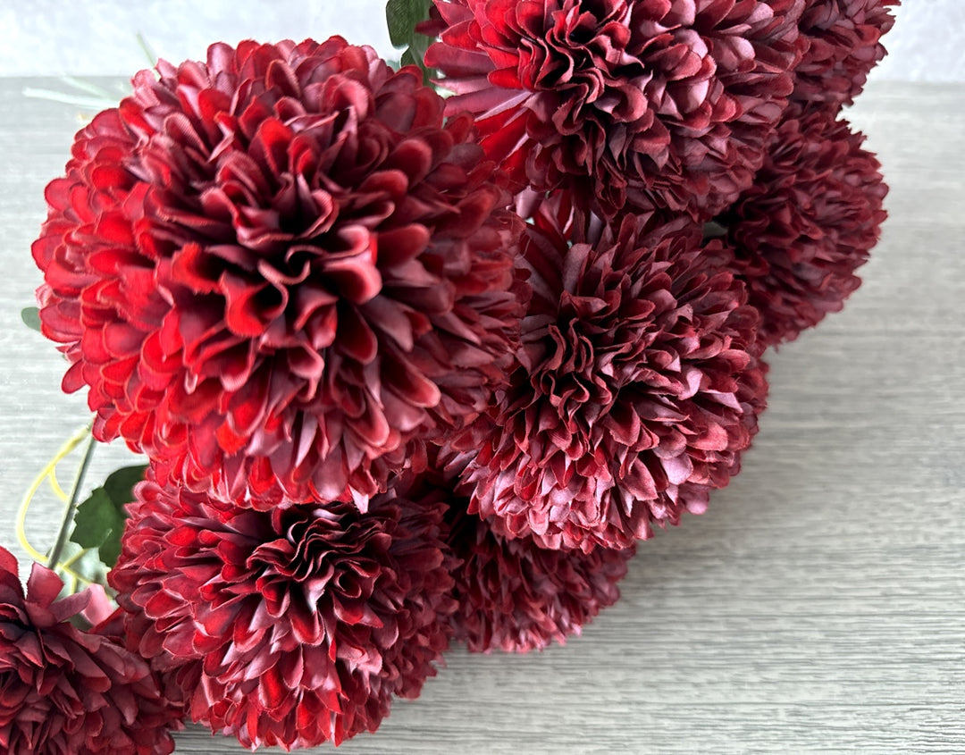 Large Faux Kiku Flower - Burgundy - Luv Sola Flowers