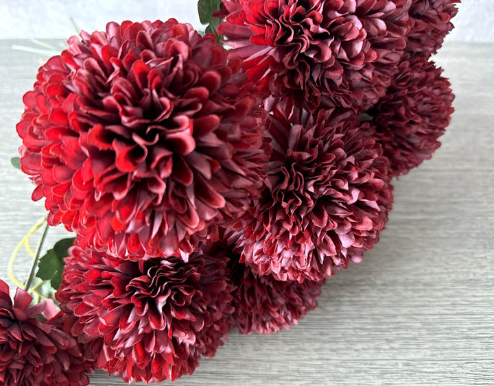 Large Faux Kiku Flower - Burgundy - Luv Sola Flowers
