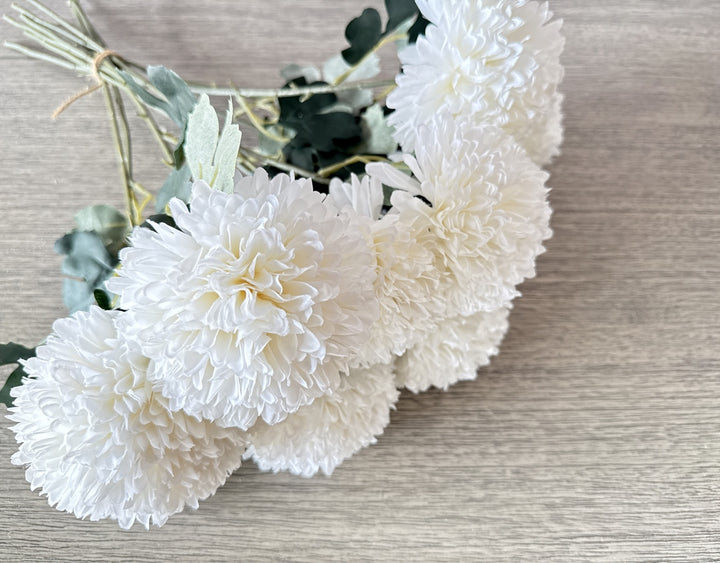 Large Faux Kiku Flower - White - Luv Sola Flowers