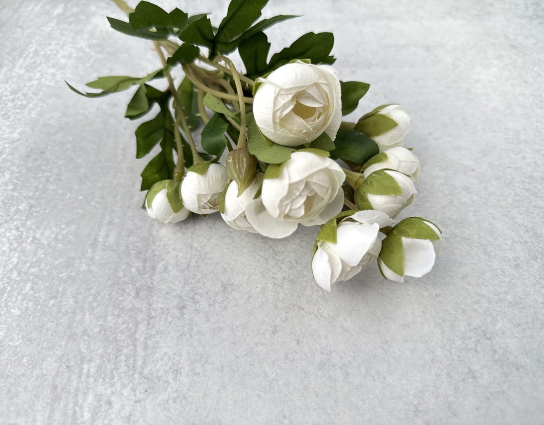 Faux Mini Ranunculus - White - Luv Sola Flowers - Faux Filler