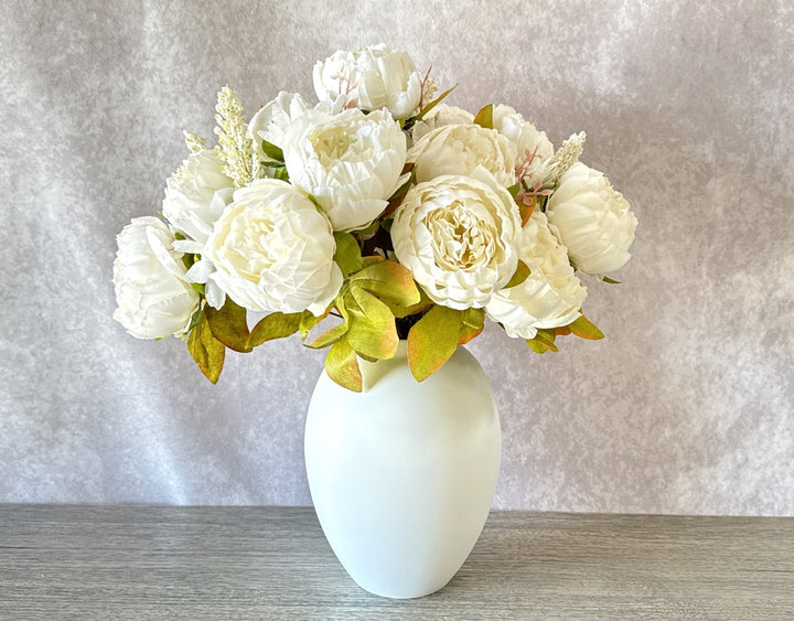 Faux Peony Arrangement - White - Luv Sola Flowers