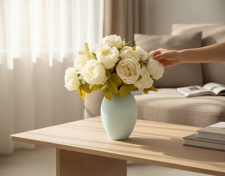 Faux Peony Arrangement - White - Luv Sola Flowers