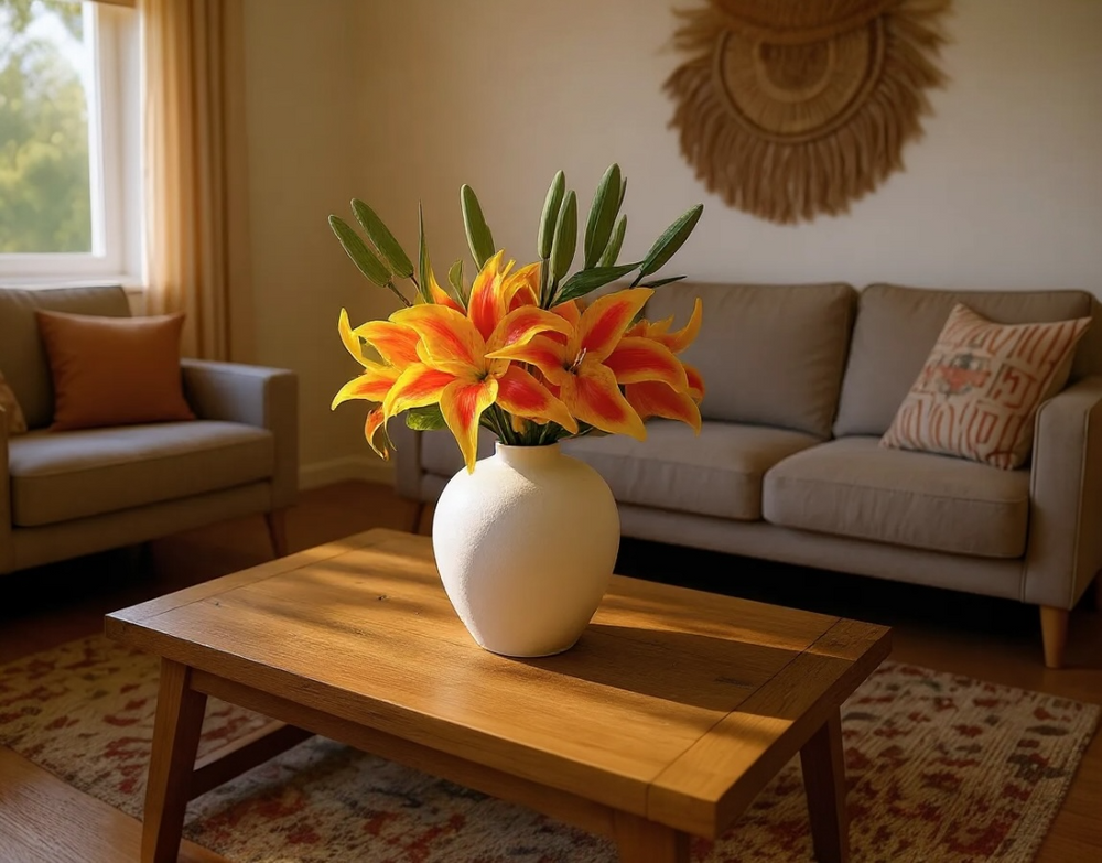 Real Touch Asiatic Lily Arrangement - Orange - Luv Sola Flowers