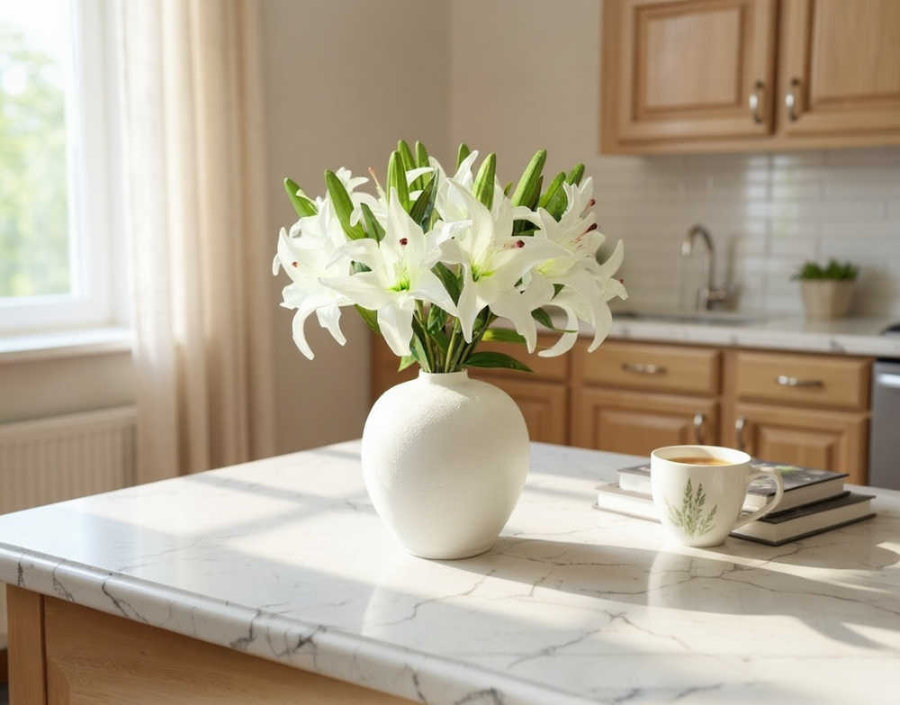 Real Touch Asiatic Lily Arrangement - White - Luv Sola Flowers