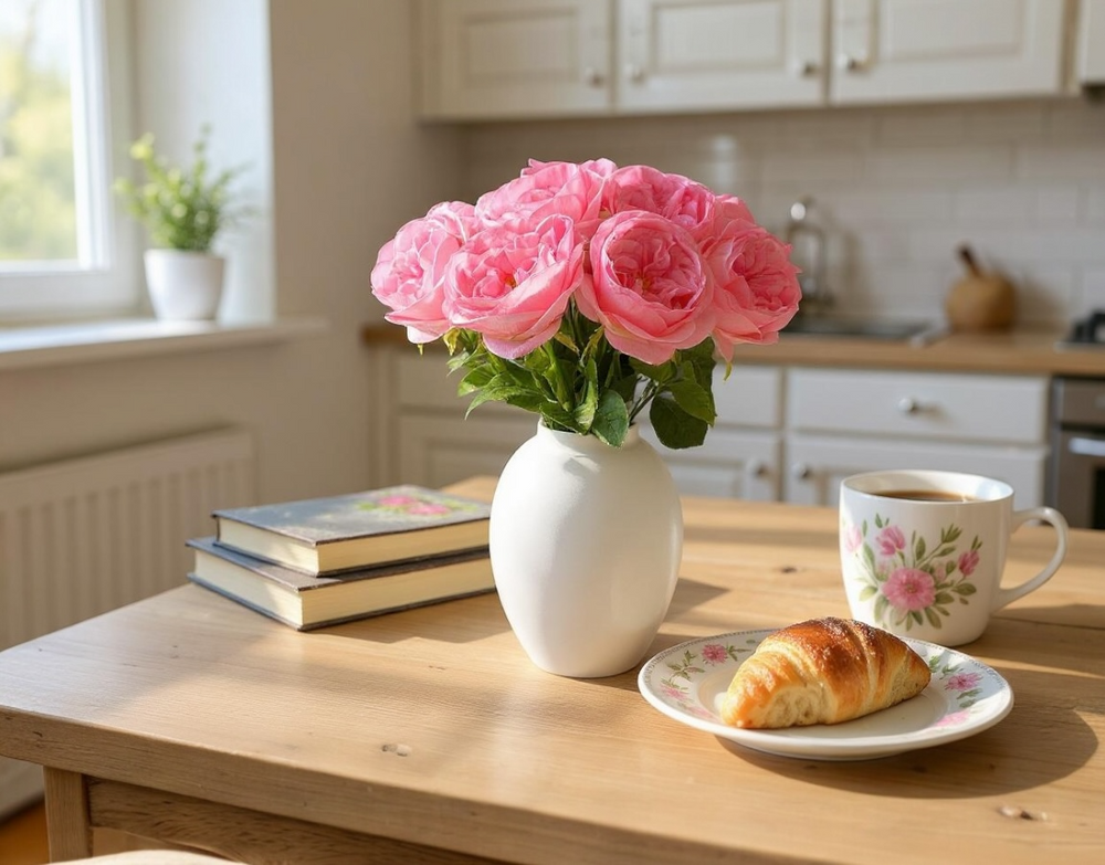 Real Touch English Rose Arrangement - Blush - Luv Sola Flowers