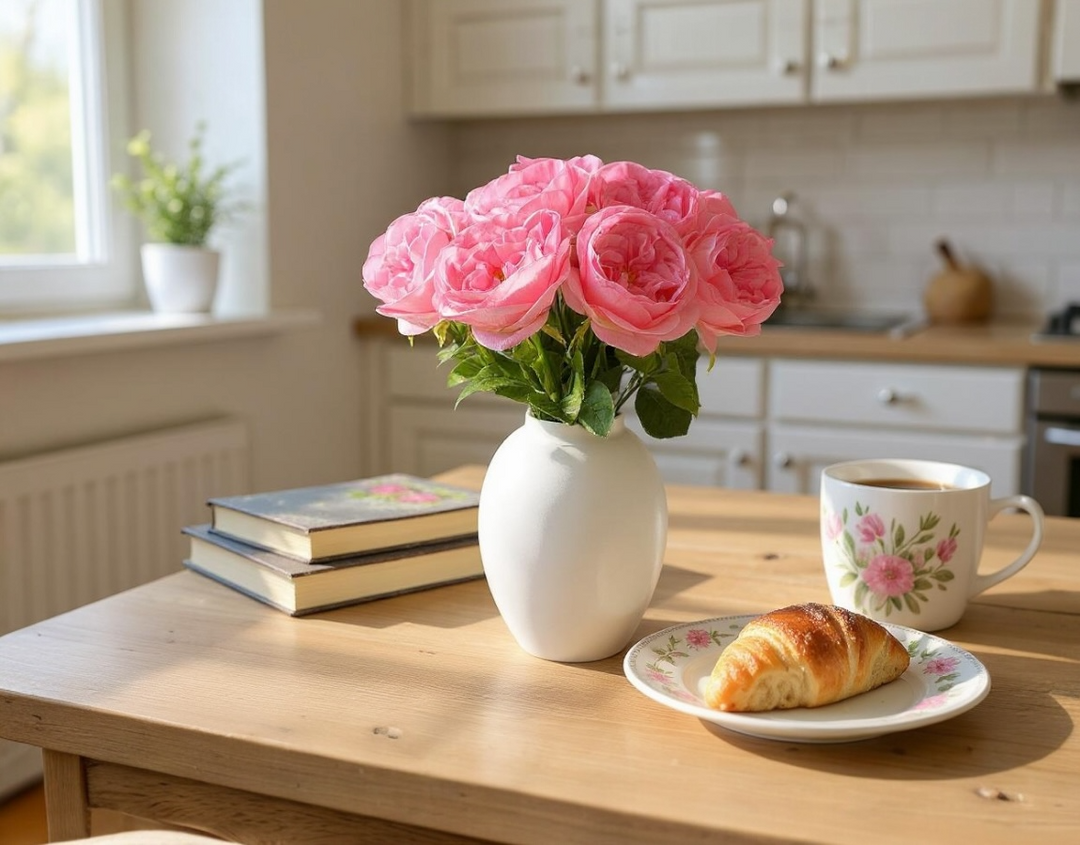 Real Touch English Rose Arrangement - Blush - Luv Sola Flowers