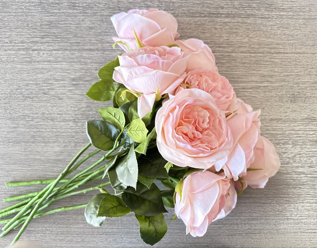 Real Touch English Rose Arrangement - Soft Pink - Luv Sola Flowers