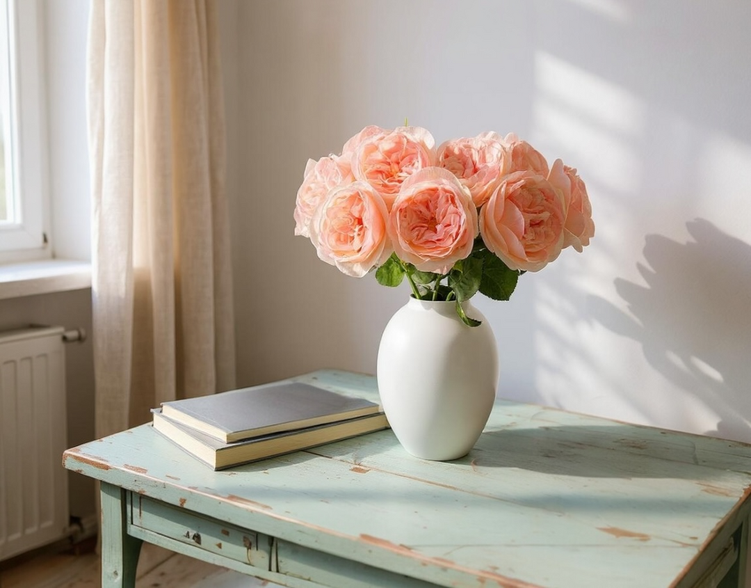 Real Touch English Rose Arrangement - Soft Pink - Luv Sola Flowers