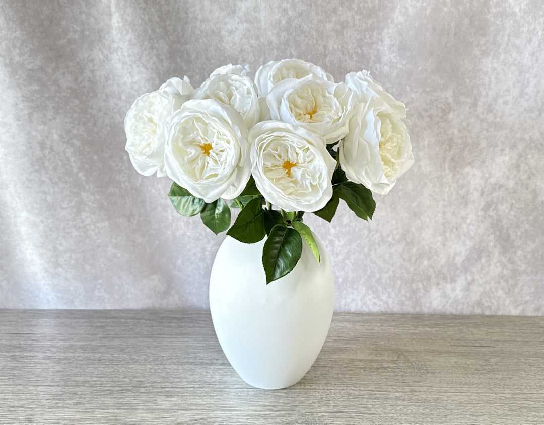 Real Touch English Rose Arrangement - White - Luv Sola Flowers