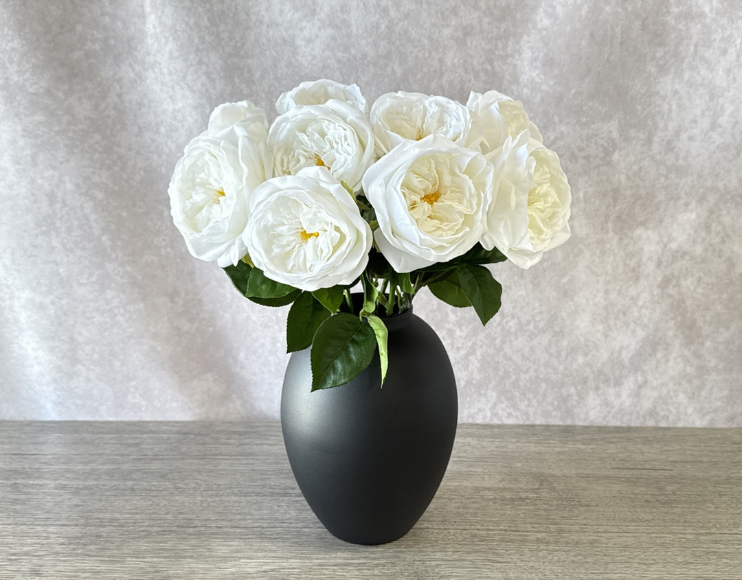 Real Touch English Rose Arrangement - White - Luv Sola Flowers