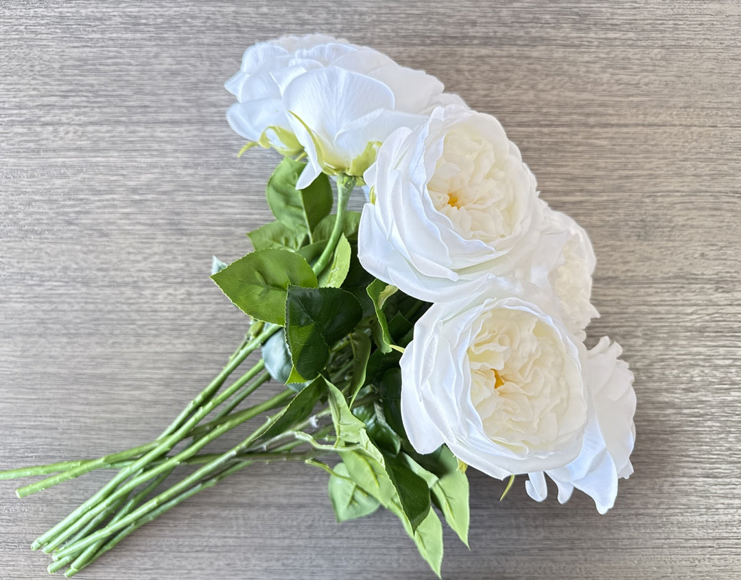 Real Touch English Rose Arrangement - White - Luv Sola Flowers