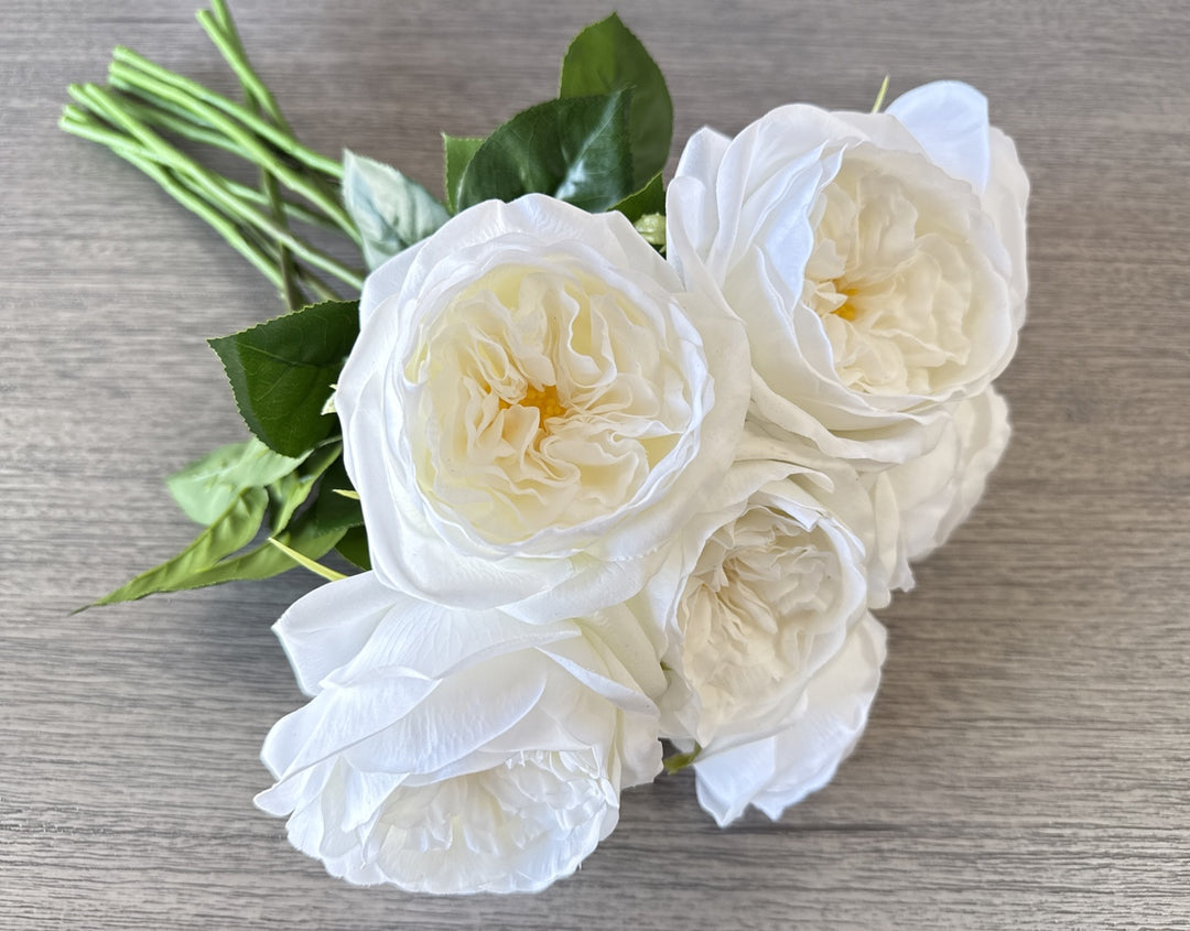 Real Touch English Rose Arrangement - White - Luv Sola Flowers