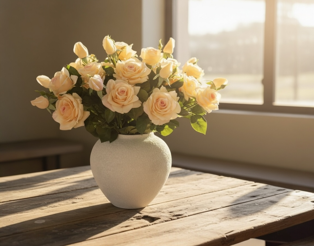 Real Touch Hybrid Tea Rose Arrangement - Blush - Luv Sola Flowers