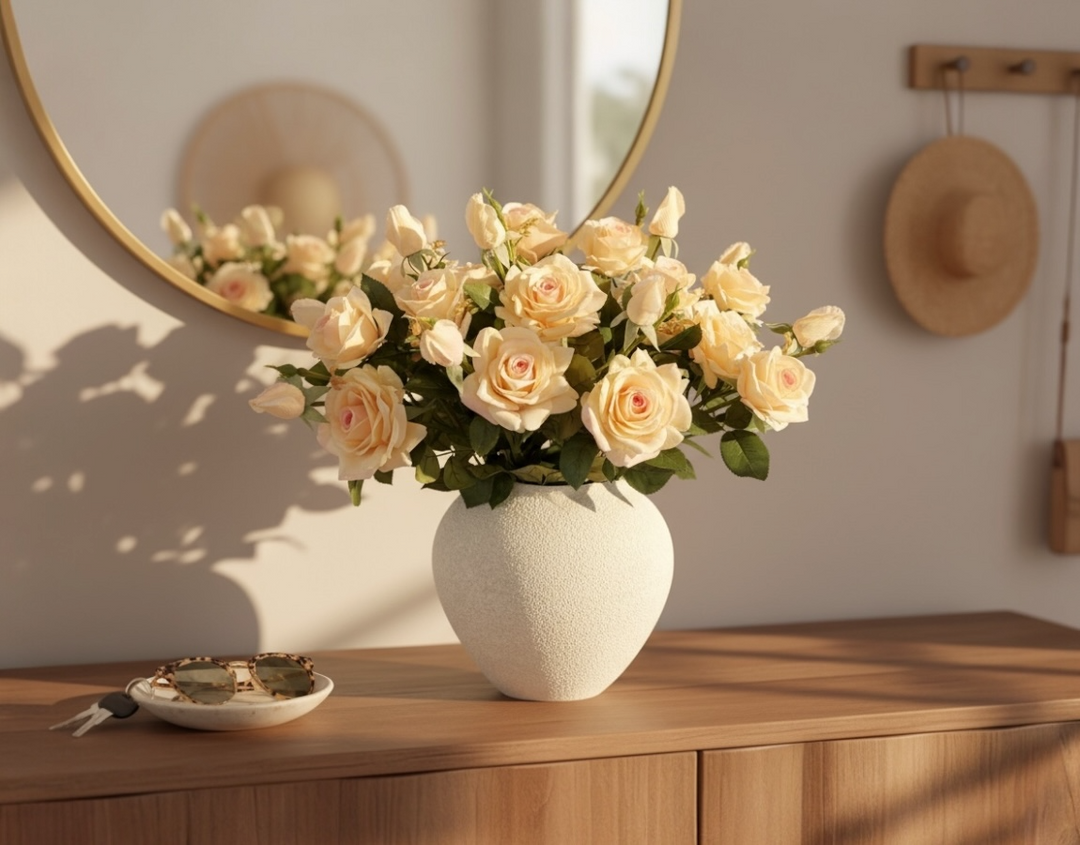 Real Touch Hybrid Tea Rose Arrangement - Blush - Luv Sola Flowers