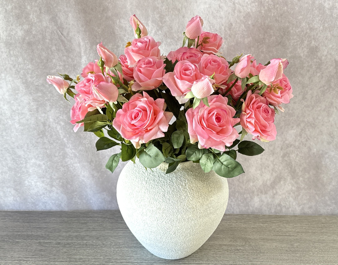 Real Touch Hybrid Tea Rose Arrangement - Pink - Luv Sola Flowers