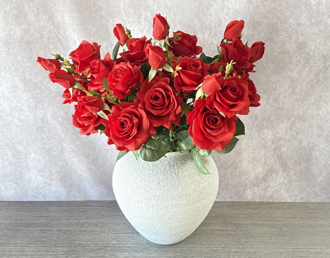 Real Touch Hybrid Tea Rose Arrangement - Red - Luv Sola Flowers
