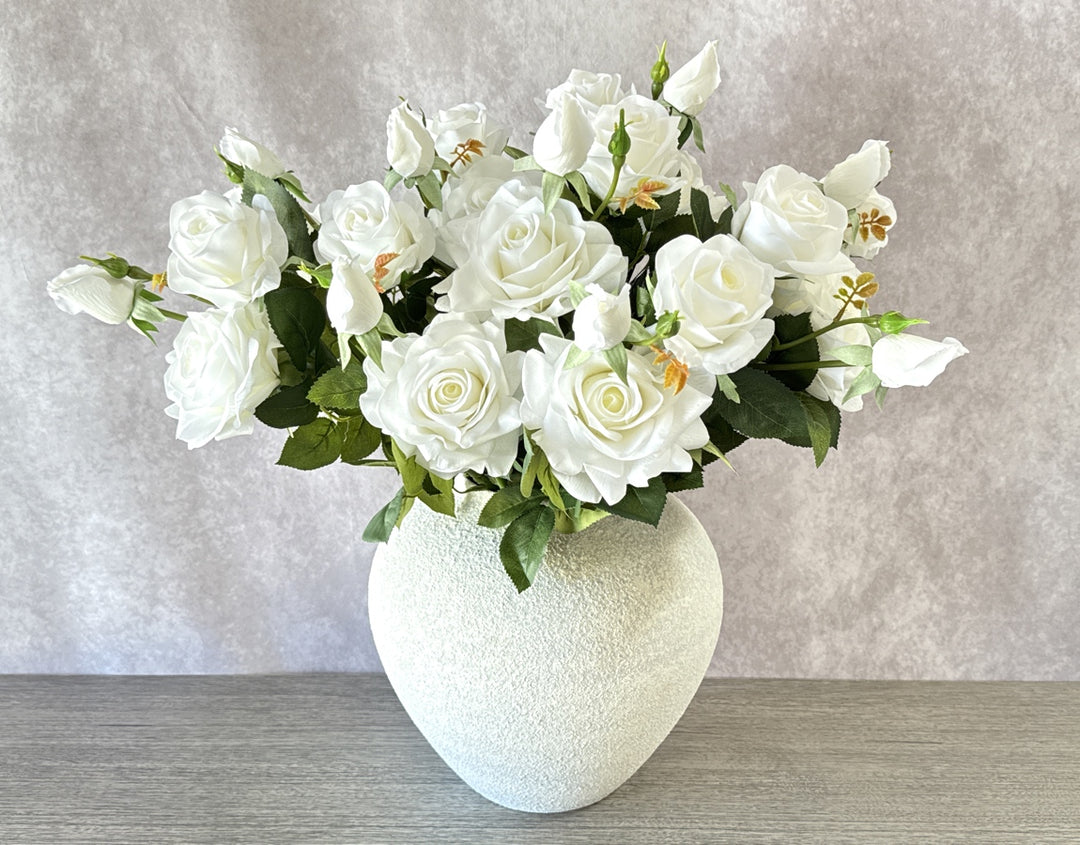 Real Touch Hybrid Tea Rose Arrangement - White - Luv Sola Flowers