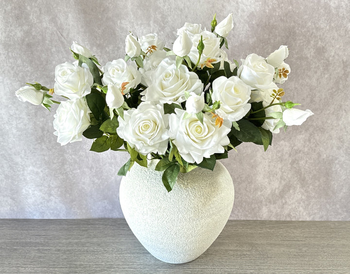 Real Touch Hybrid Tea Rose Arrangement - White - Luv Sola Flowers