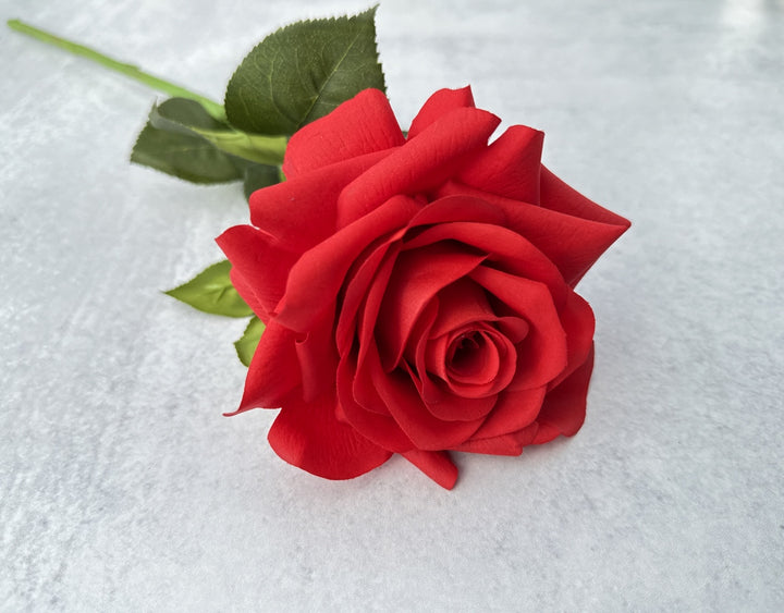 Real Touch Hybrid Tea Rose - Red - Luv Sola Flowers - Faux Filler