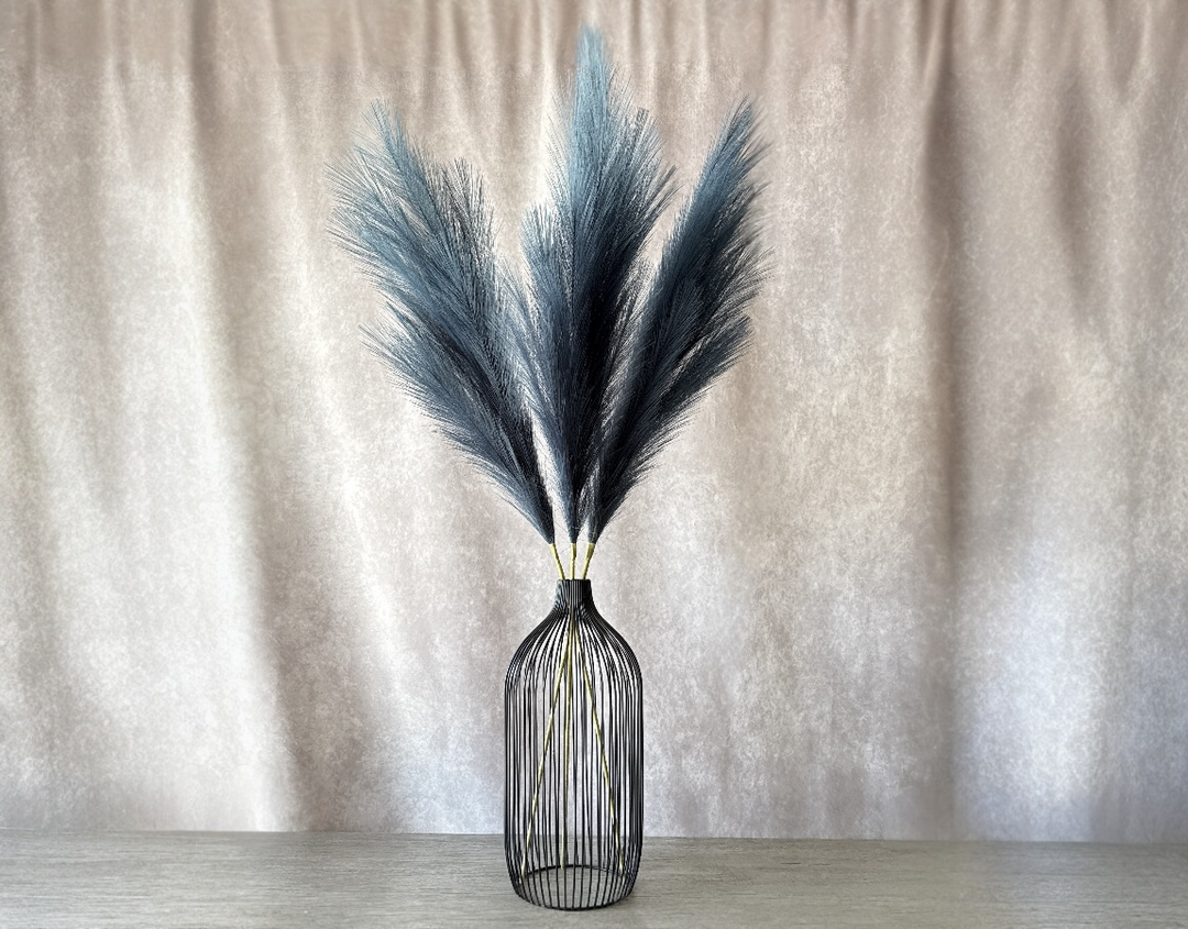 Tall Faux Pampas Grass - Slate Blue - Luv Sola Flowers