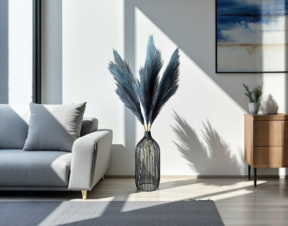 Tall Faux Pampas Grass - Slate Blue - Luv Sola Flowers