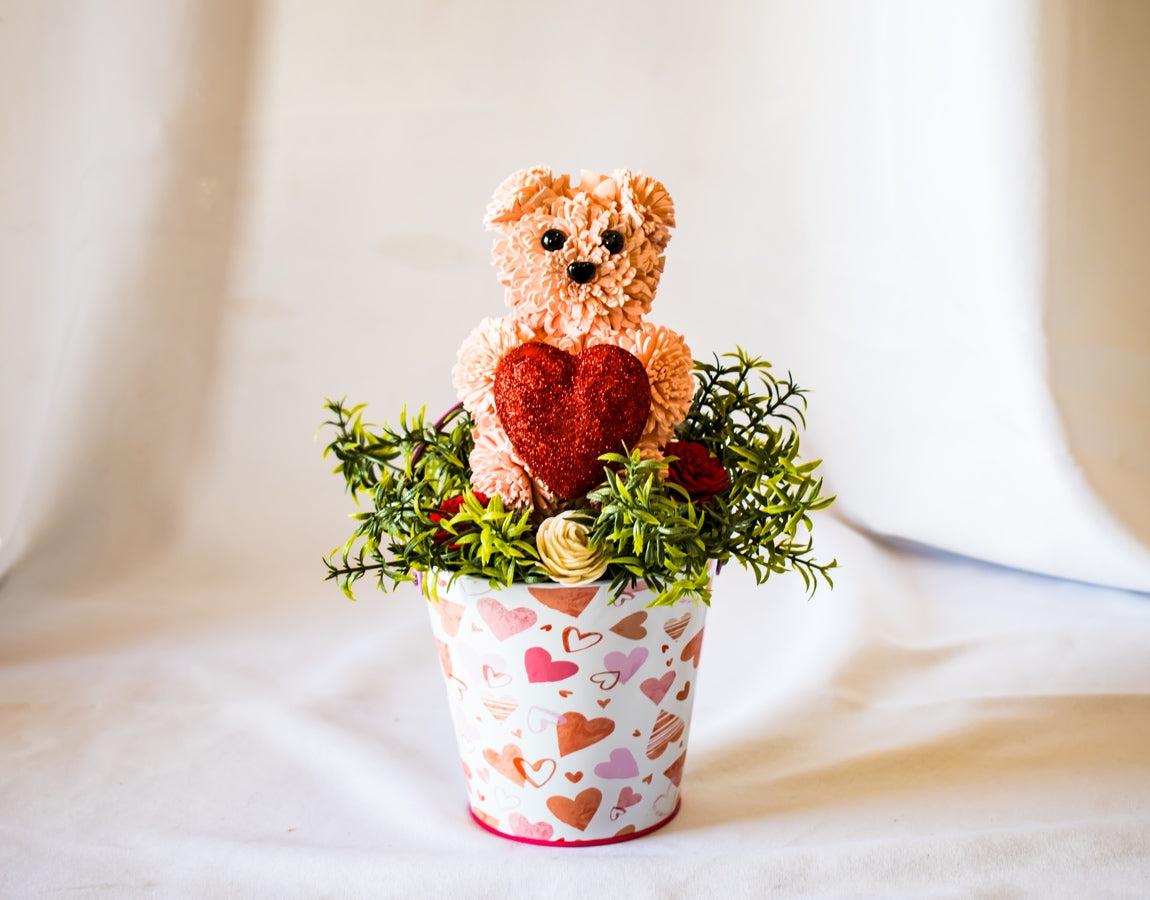 Sola Wood Flowers - Valentine's Day Bear Pink - Luv Sola Flowers