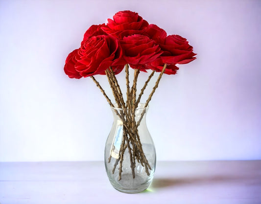 Stemmed Wood Flowers - New Beauty Cherry Red - Luv Sola Flowers