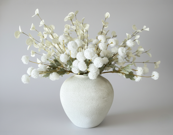 Ivory Grace Faux Arrangement - Kiku and Eucalyptus - Luv Sola Flowers