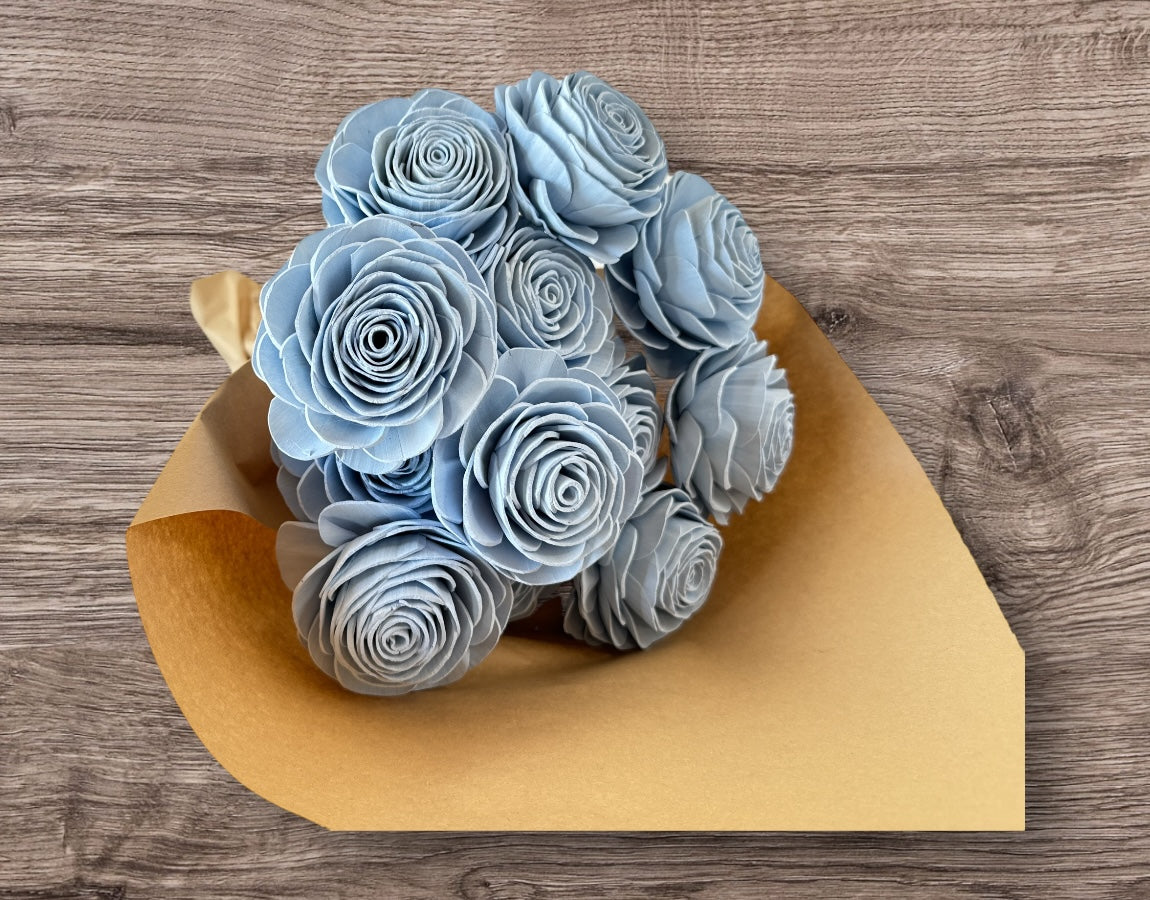 Stemmed Wood Flowers - New Beauty Pale Blue - Luv Sola Flowers