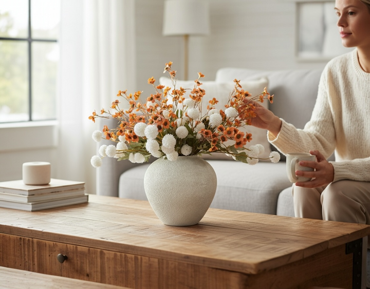 Peach Whisper Faux Arrangement - Kiku and Dogwood - Luv Sola Flowers