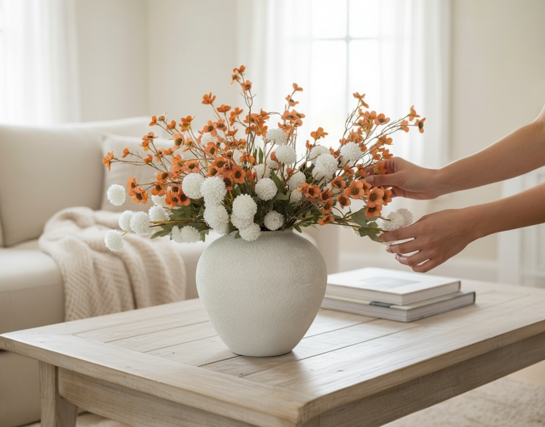 Peach Whisper Faux Arrangement - Kiku and Dogwood - Luv Sola Flowers