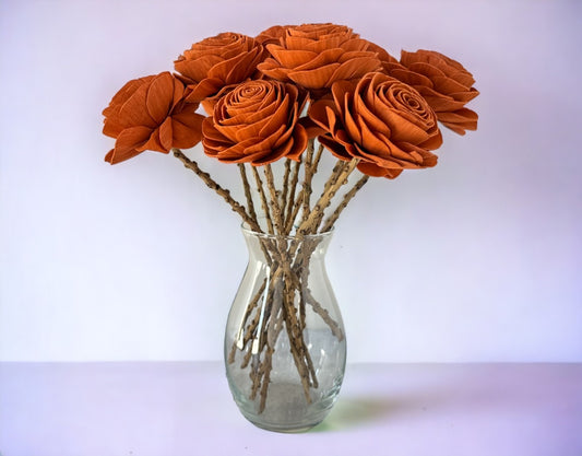 Stemmed Wood Flowers - New Beauty Rust - Luv Sola Flowers