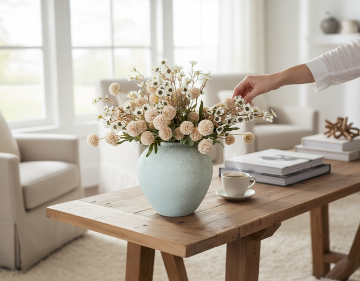 Vanilla Bloom Faux Arrangement - Kiku and Dogwood - Luv Sola Flowers