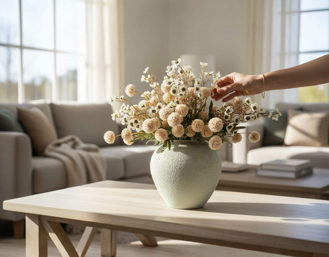 Vanilla Bloom Faux Arrangement - Kiku and Dogwood - Luv Sola Flowers