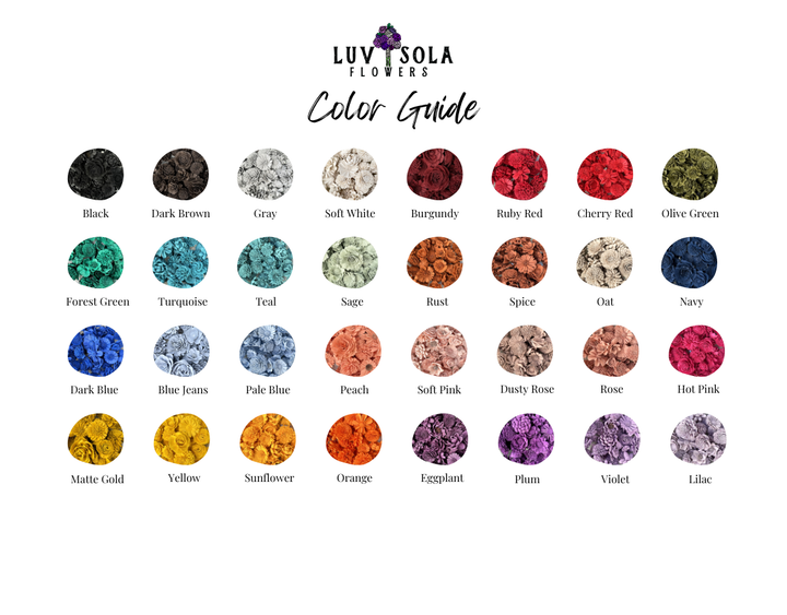 Luv Sola Flowers Dyed Sola Flower Color Guide