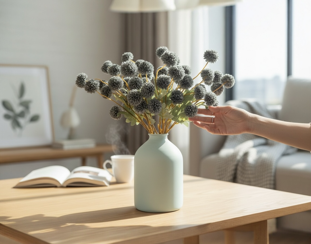 Faux Kiku Flower - Blue Gray - Luv Sola Flowers