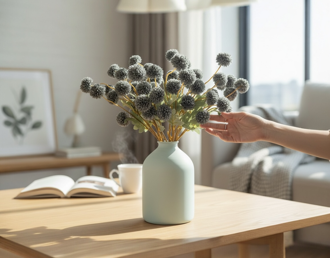 Faux Kiku Flower - Blue Gray - Luv Sola Flowers