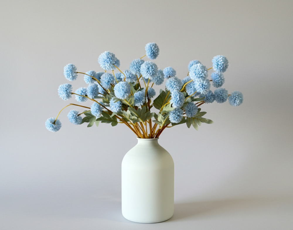 Matte white iron vase for faux flower and filler arrangements