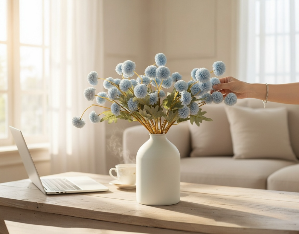 Faux Kiku Flower - Pale Blue - Luv Sola Flowers