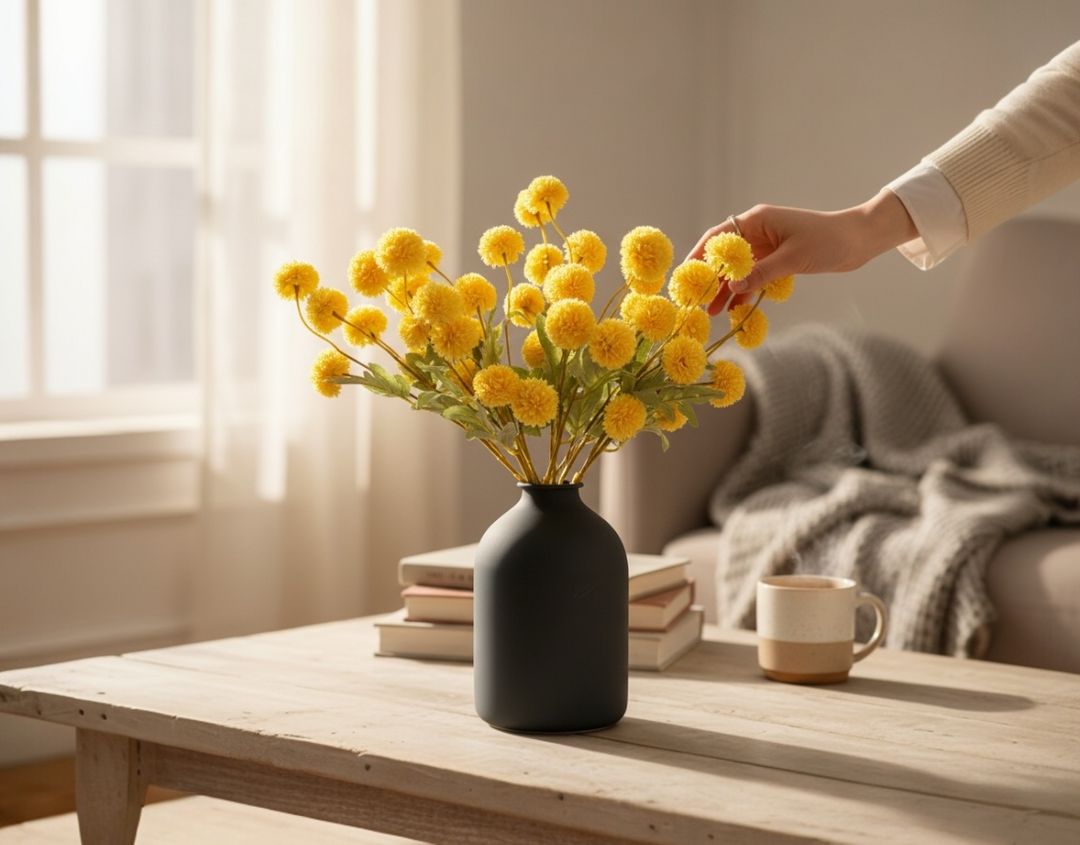 Faux Kiku Flower - Yellow - Luv Sola Flowers