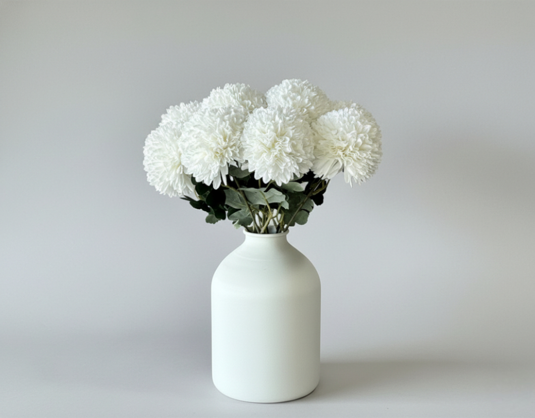 Large Faux Kiku Flower - White - Luv Sola Flowers