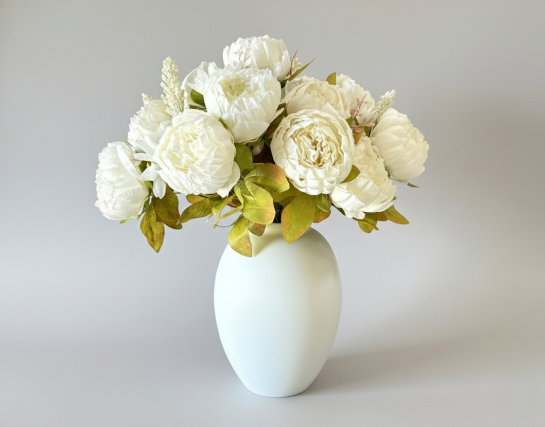Faux Peony Arrangement - White - Luv Sola Flowers