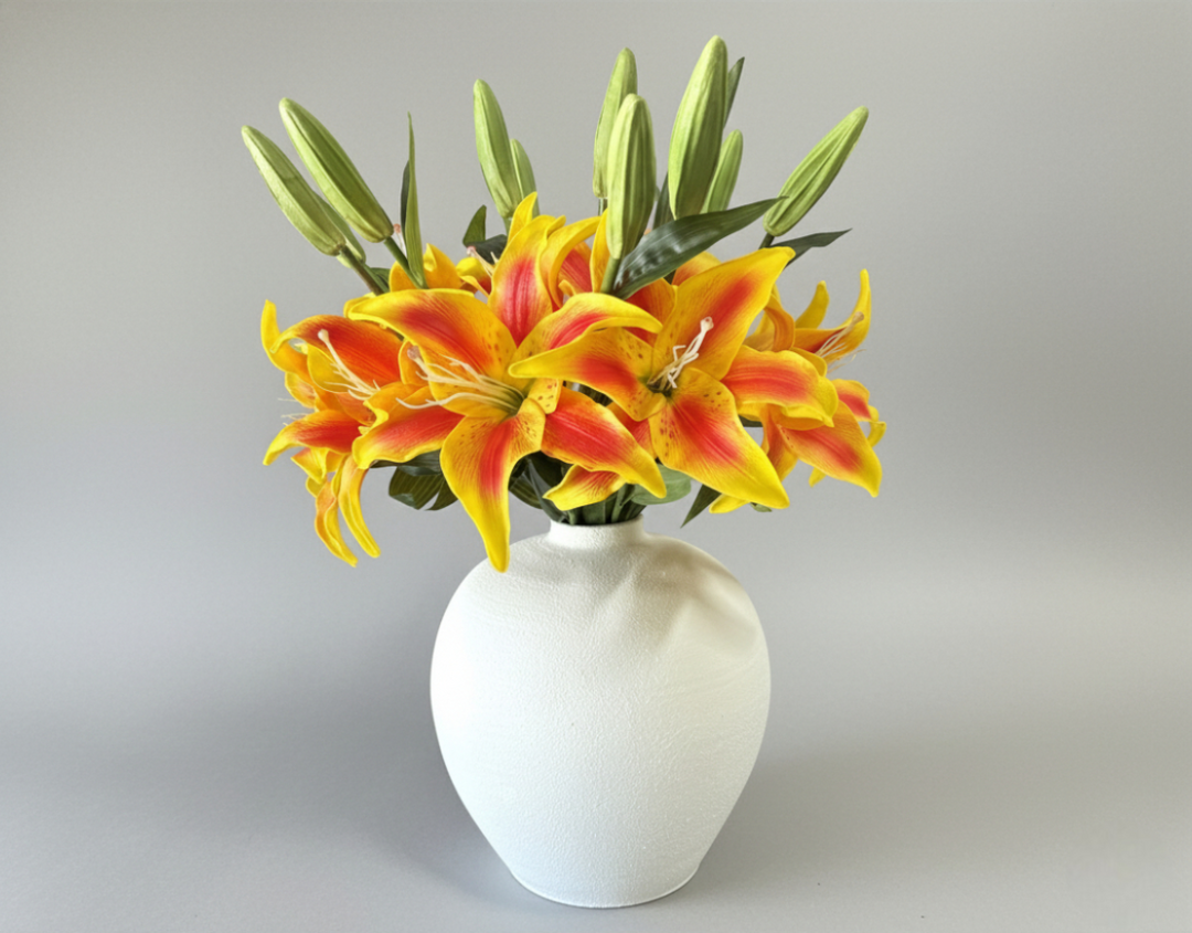 Real Touch Asiatic Lily Arrangement - Orange - Luv Sola Flowers