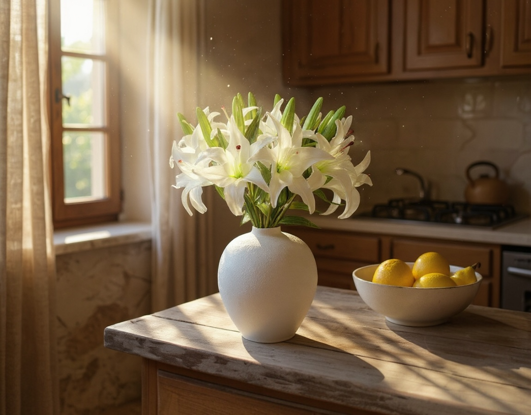 Real Touch Asiatic Lily Arrangement - White - Luv Sola Flowers